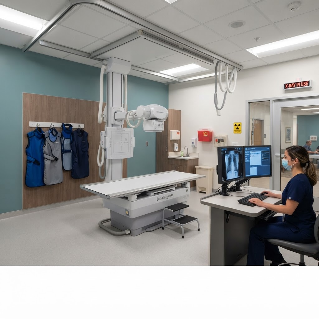 Modern X-ray examination room at DK Baloyi Radiology